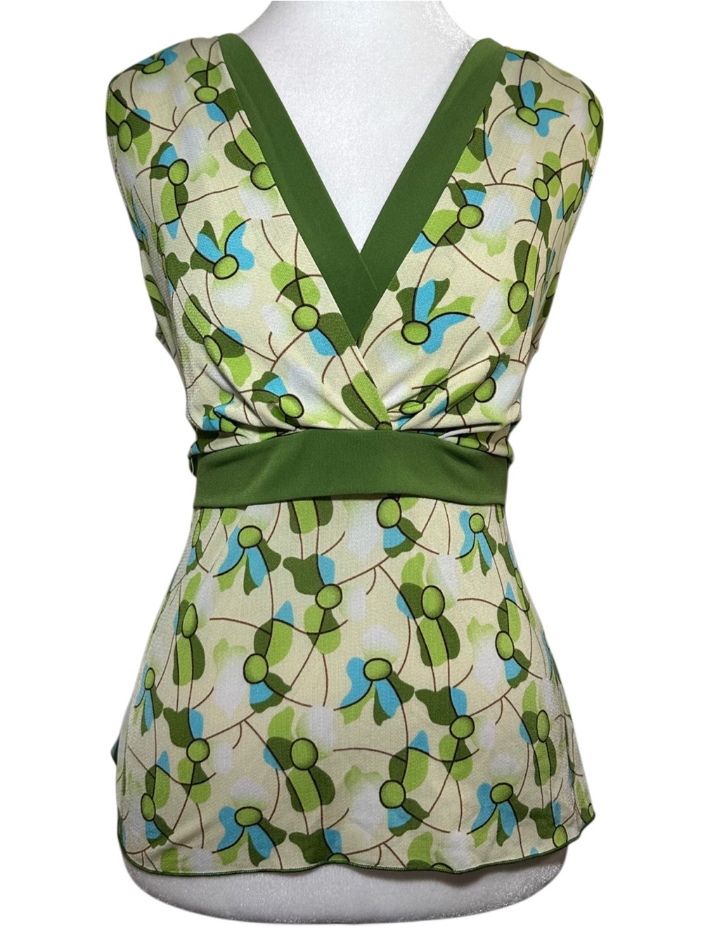 VTG Y2K Studio Y Abstract Blouse with Waistband Tie